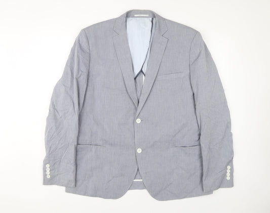 Jasper Conran Men's Grey Single-Breasted Blazer 46