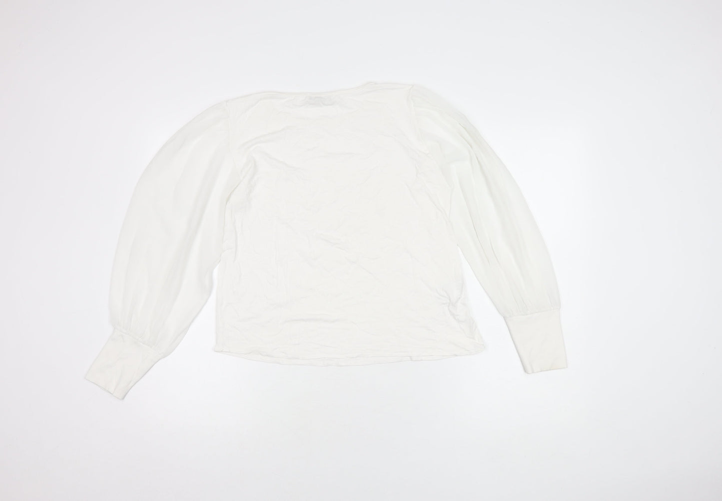Mango Women's White Balloon Sleeve Blouse Size M