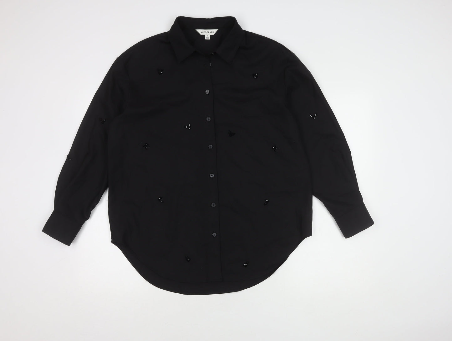 Marks and Spencer Black Button-Up Wool Shirt 10
