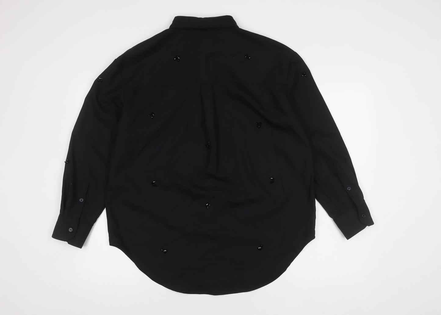 Marks and Spencer Black Button-Up Wool Shirt 10