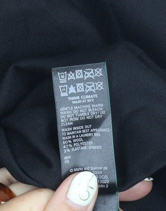 Marks and Spencer Black Button-Up Wool Shirt 10