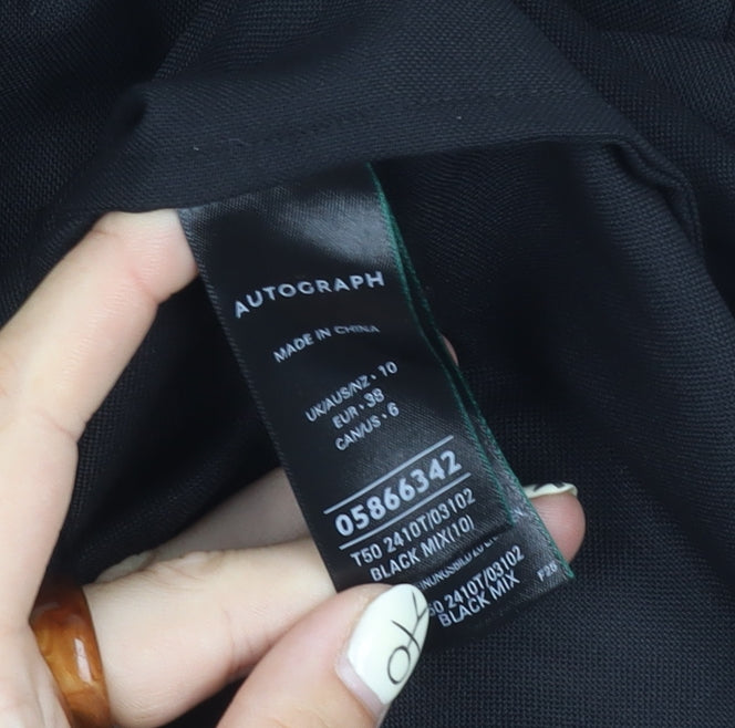 Marks and Spencer Black Button-Up Wool Shirt 10