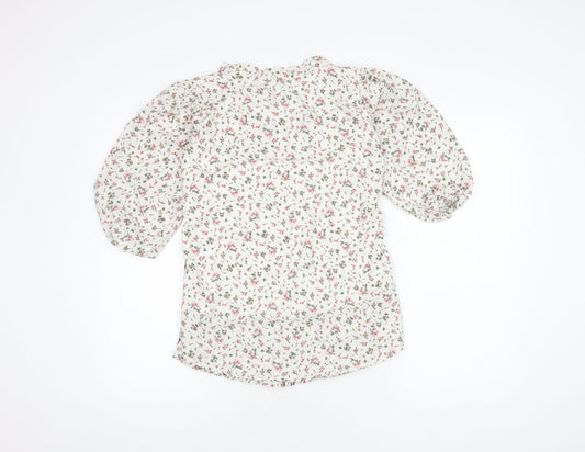 Khushboo Women's White Floral XL Blouse