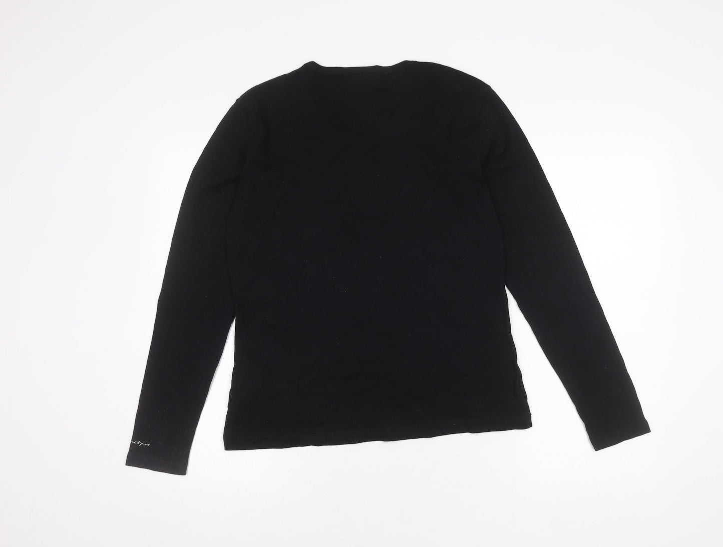 Jackpot Women's Black Cotton Long Sleeve Top