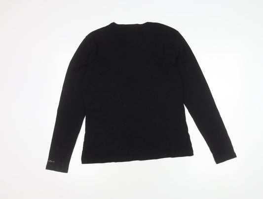 Jackpot Women's Black Cotton Long Sleeve Top