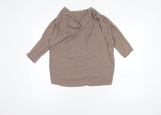 American Vintage Women's Brown Cowl Neck 3/4 Sleeve Top