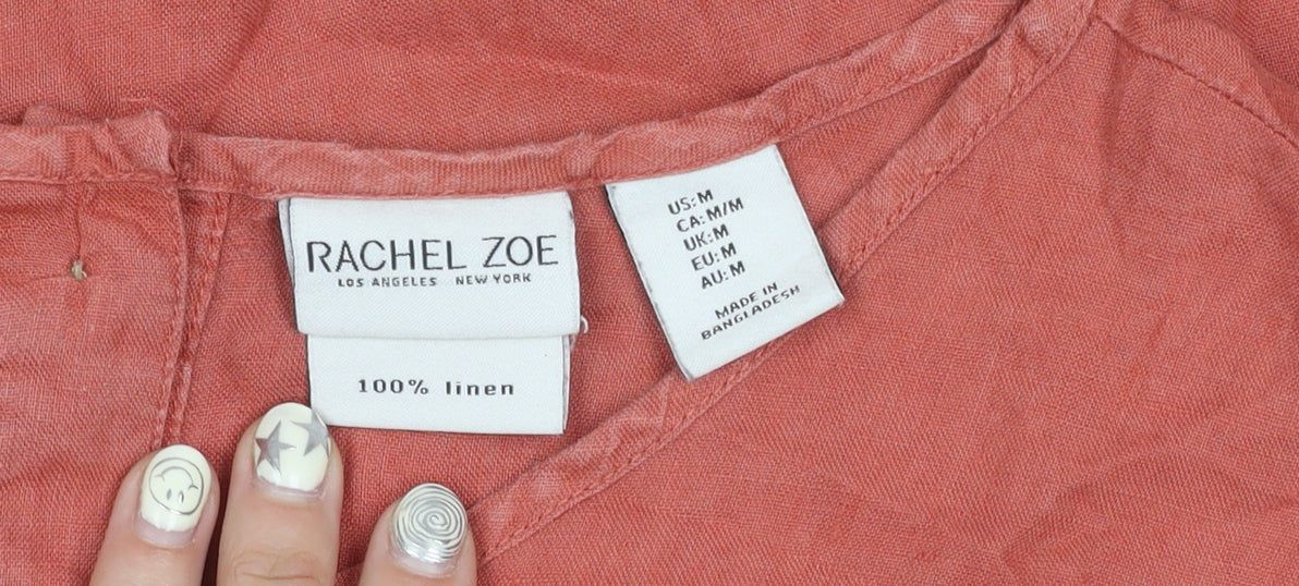 Rachel Zoe Women's Orange Linen T-Shirt M Casual