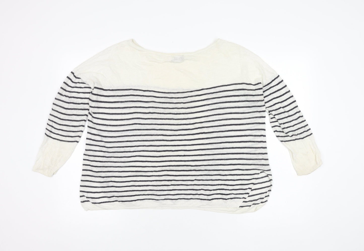 Mint Velvet Women's White Striped Pullover Jumper M