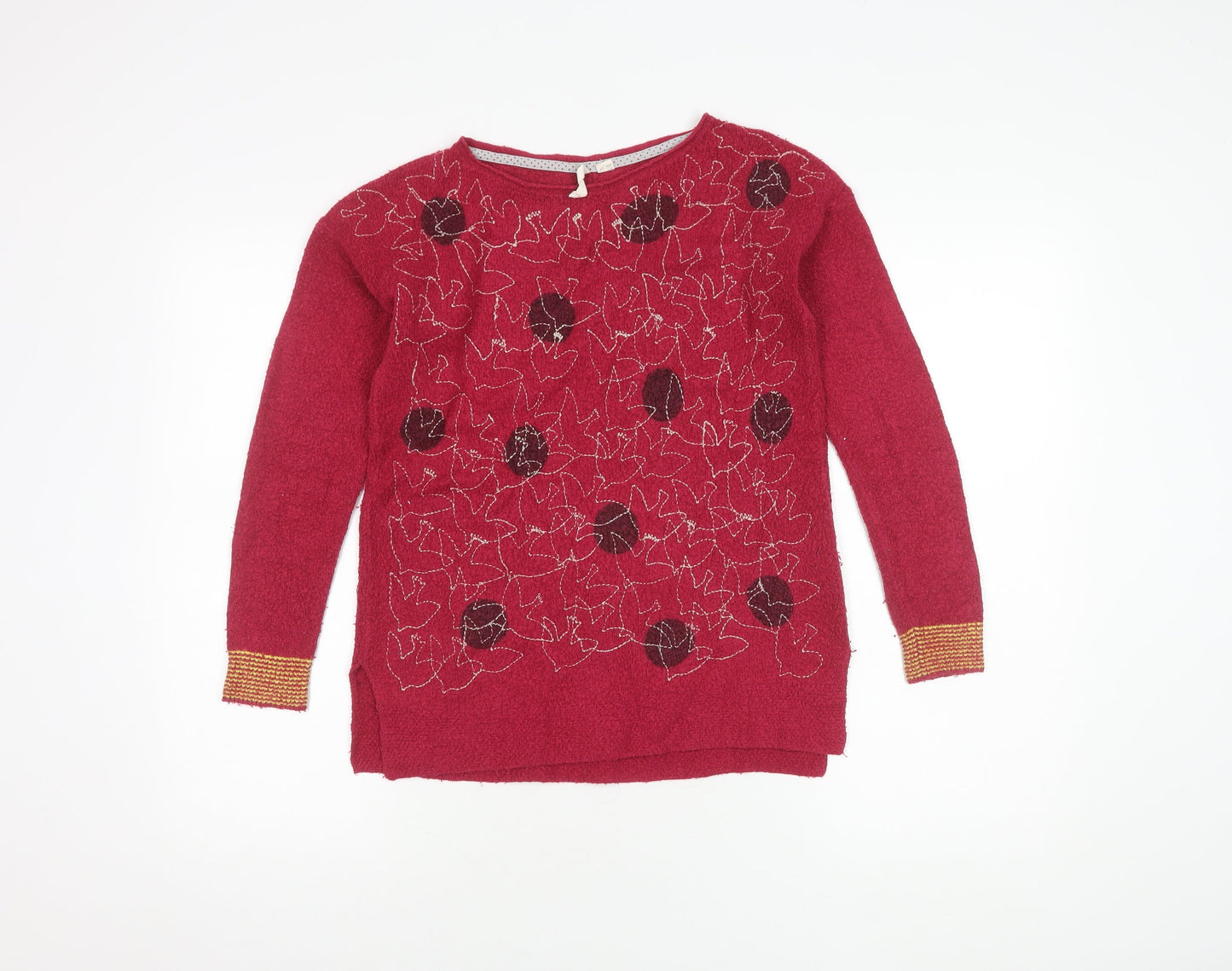 White Stuff Women's Red Geometric Pullover Jumper