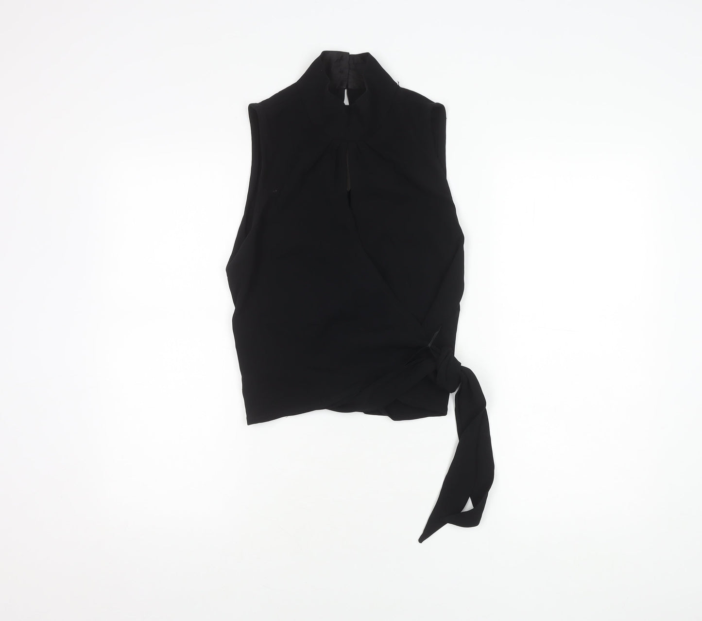 Coast Women's Black Wrap Blouse, Size 10, High Neck Style