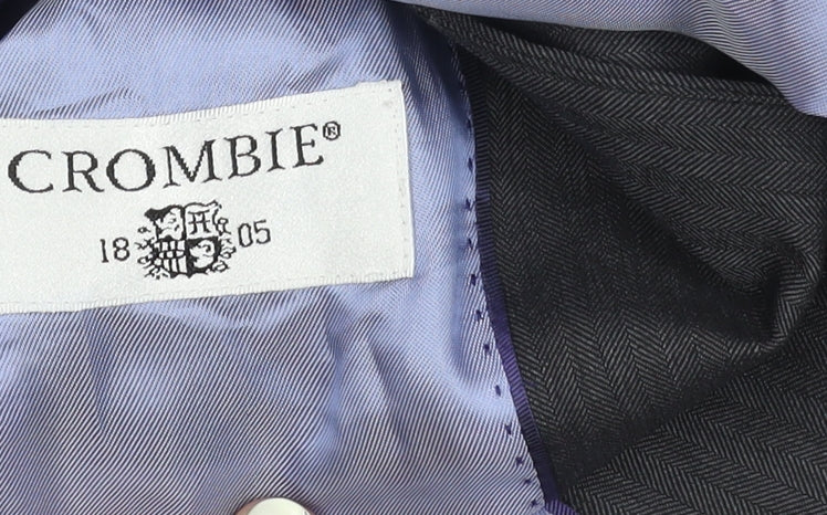 Crombie Womens Black Herringbone Suit Jacket Size 8