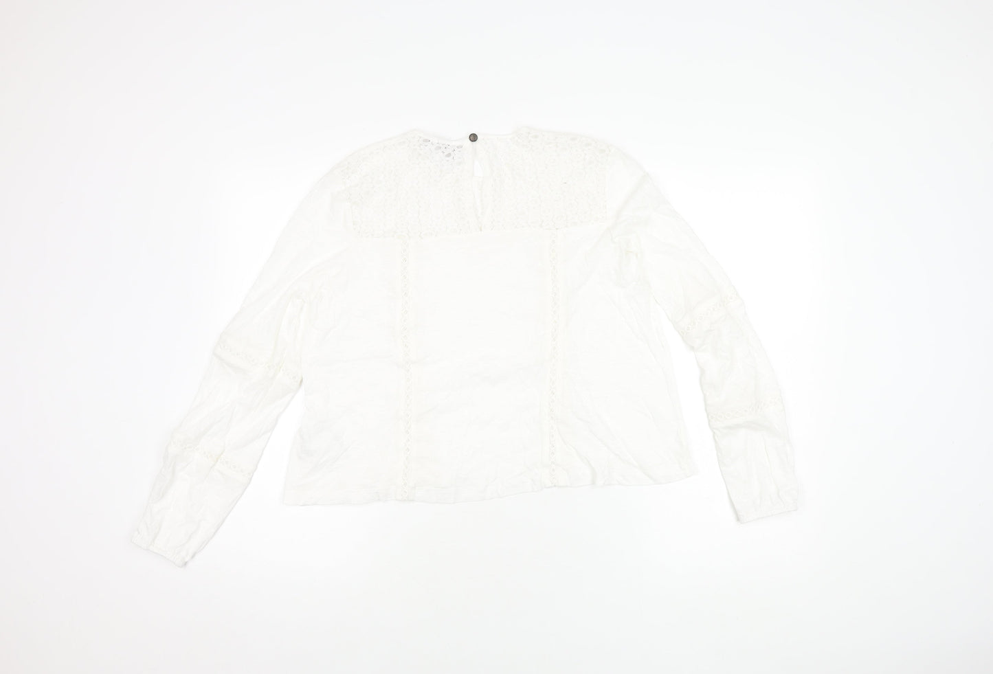 Superdry Women's White Blouse, UK 8, Long Sleeve