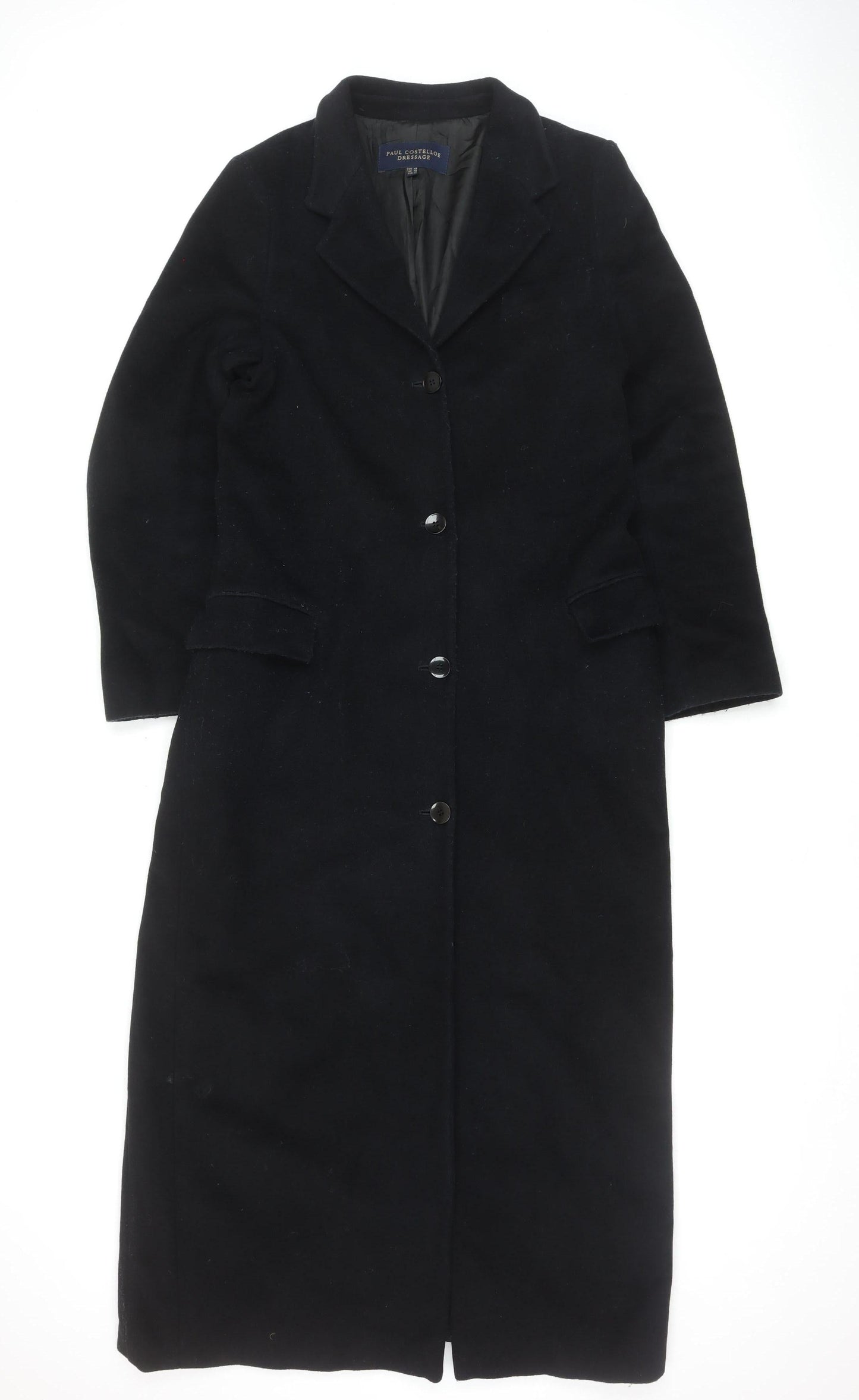 Paul Costelloe Women's Black Wool Overcoat Size 14