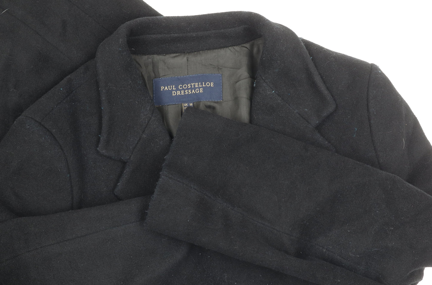 Paul Costelloe Women's Black Wool Overcoat Size 14
