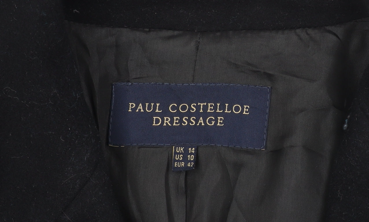 Paul Costelloe Women's Black Wool Overcoat Size 14