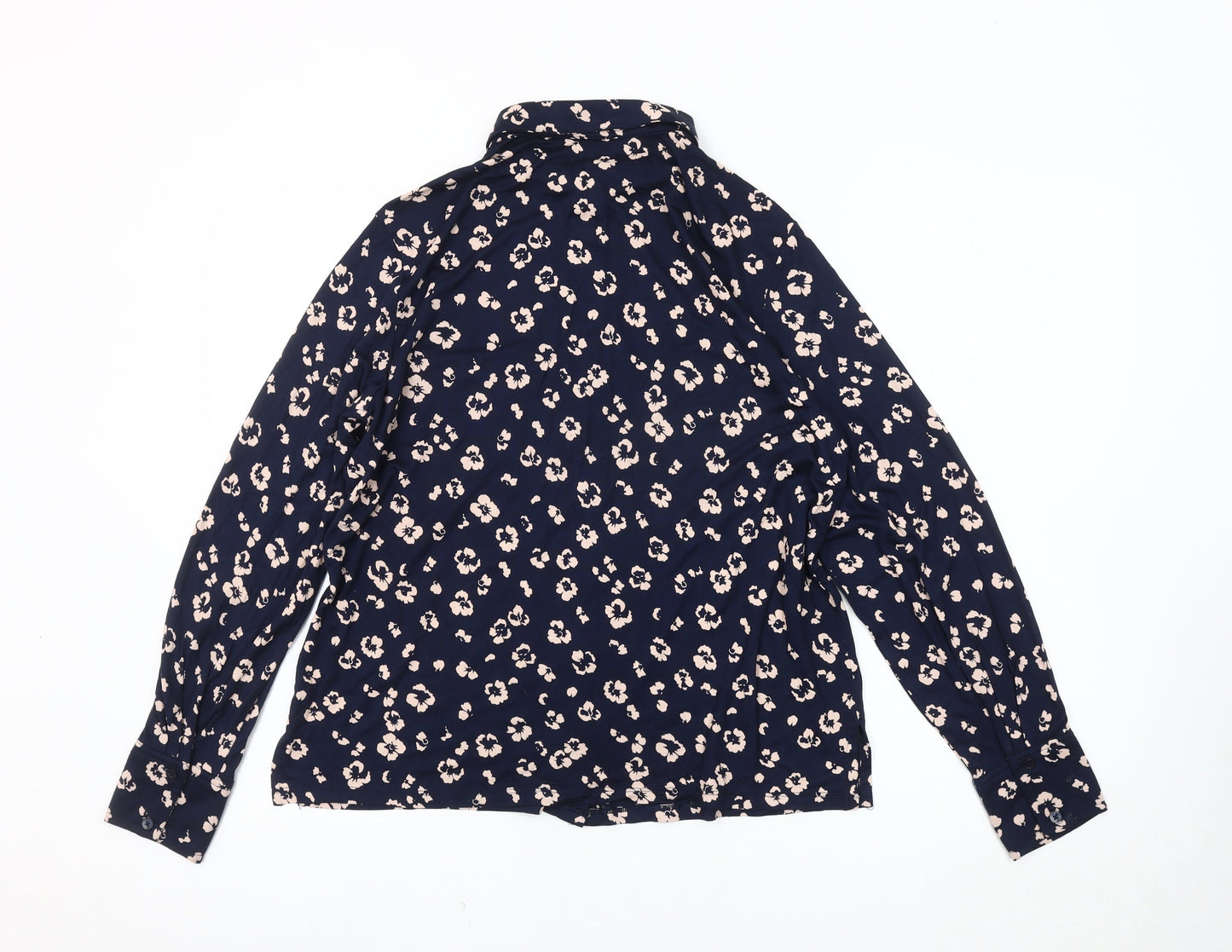 Marks and Spencer Women's Blue Floral Button-Up Shirt