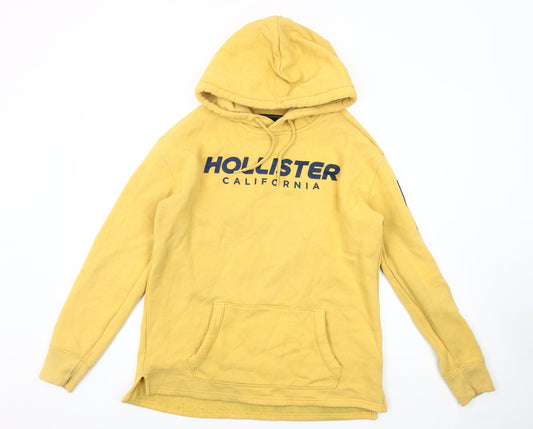 Hollister Men's Yellow Hoodie S Pullover Graphic Print