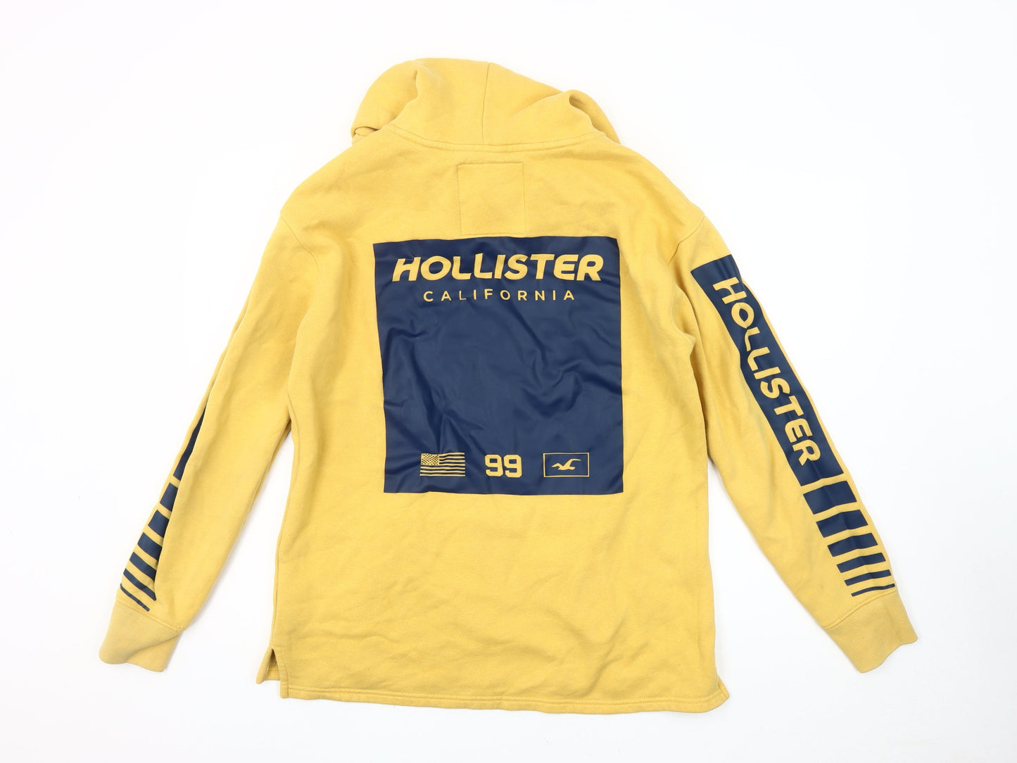 Hollister Men's Yellow Hoodie S Pullover Graphic Print