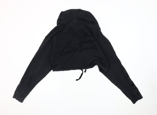 The Couture Club Women Black XS Cropped Hoodie
