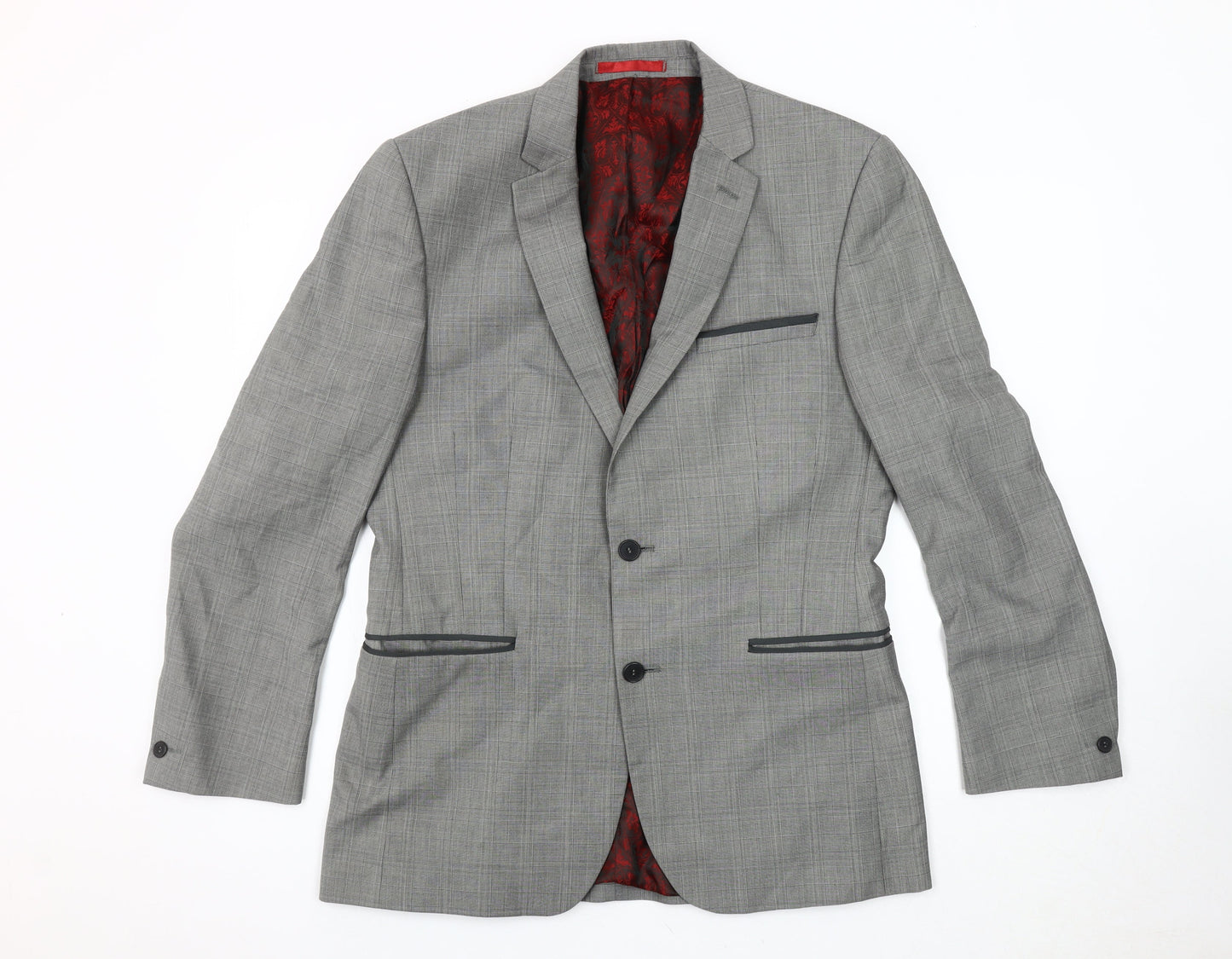 Red Herring Men's Grey Check Blazer, Size 40R