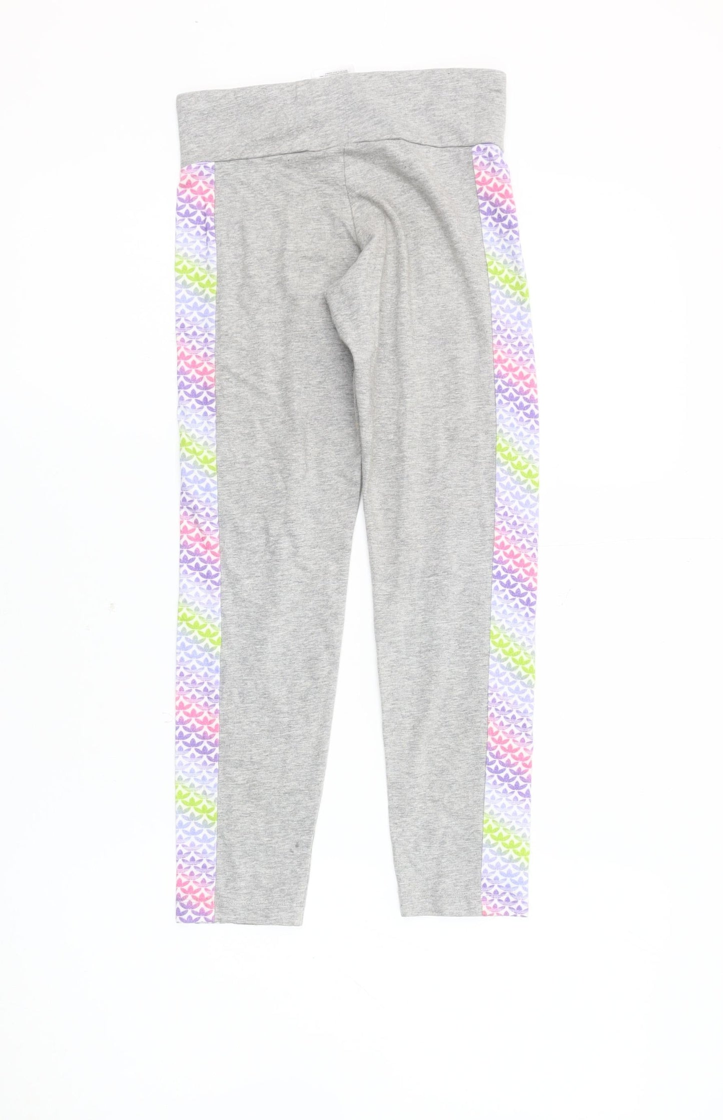 Adidas Girls Grey Chevron Leggings 9-10 Years, Stylish Comfort