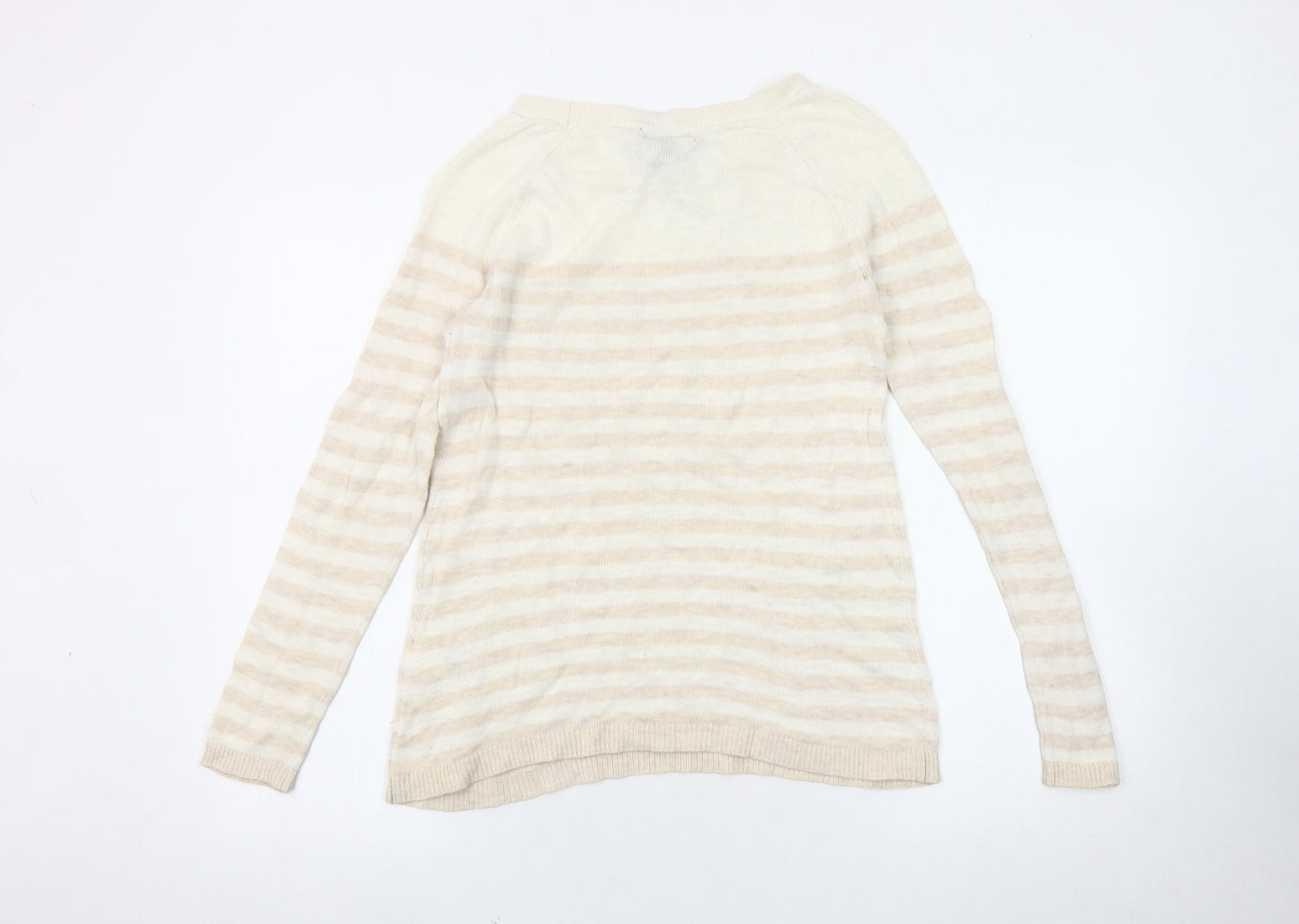 Gap Women's Beige Striped Pullover Jumper Size S