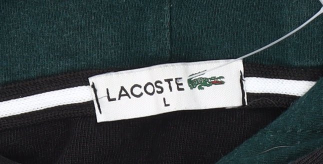 Lacoste Men's Black Pullover Hoodie, Size L, Sports Style