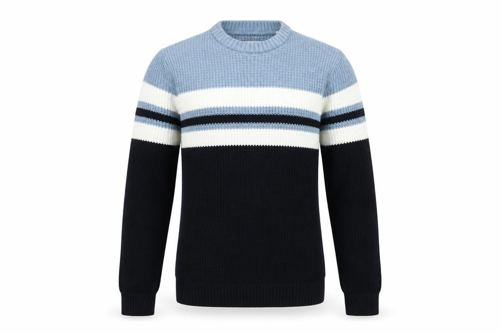 Jack & Jones Men's Blue Striped Pullover Jumper M