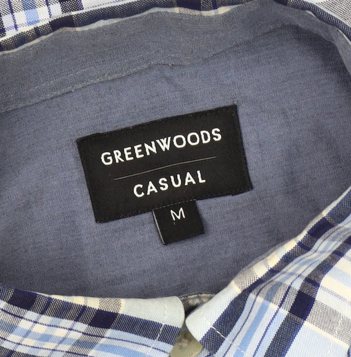 Greenwoods Men's Blue Medium Casual Check Shirt