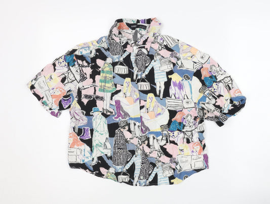 Pull & Bear Women's Multicoloured Collared Shirt XS