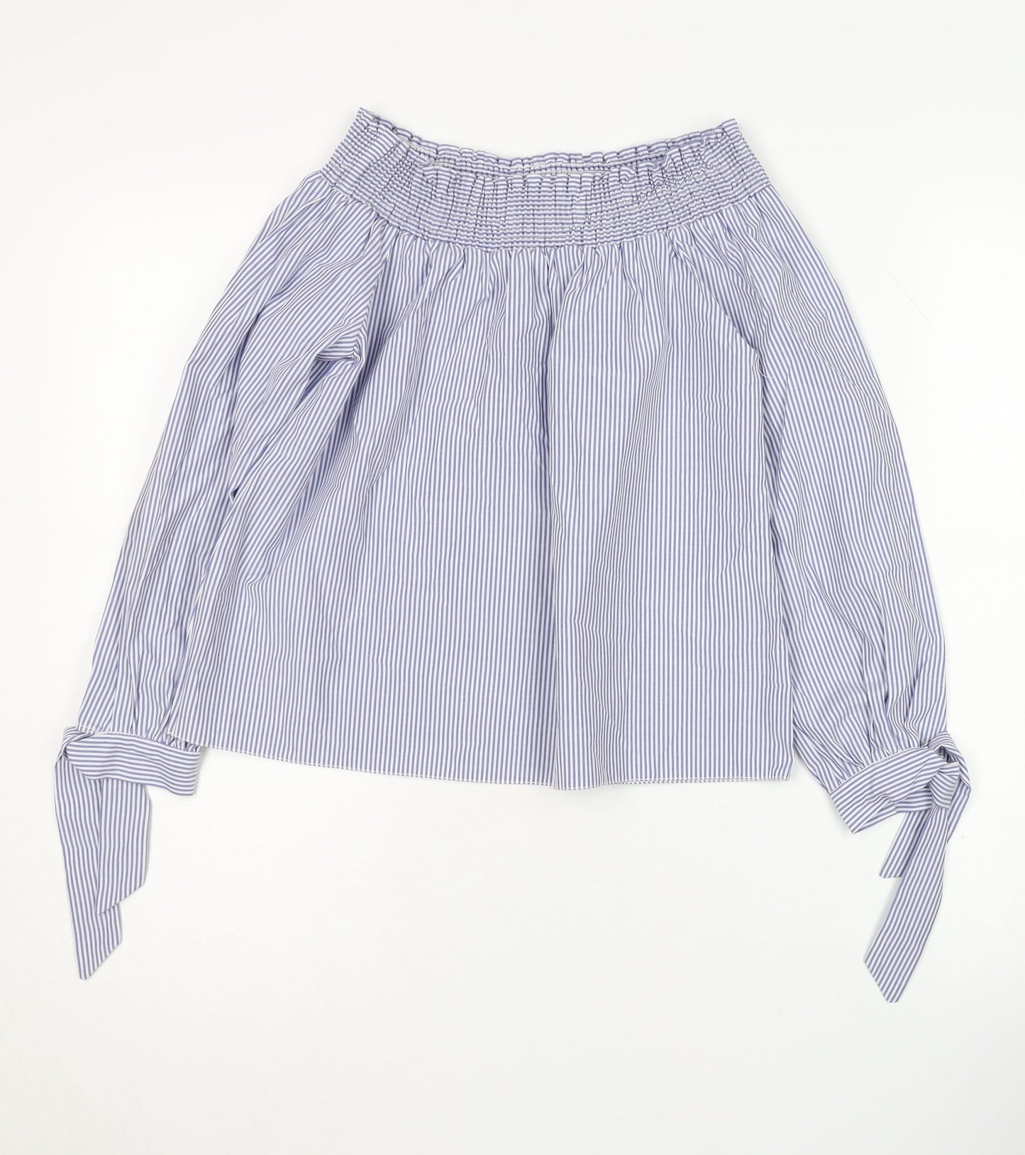 New Look Women's Blue Striped Off the Shoulder Blouse