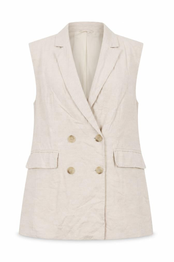 H&M Women's Beige Double-Breasted Waistcoat S