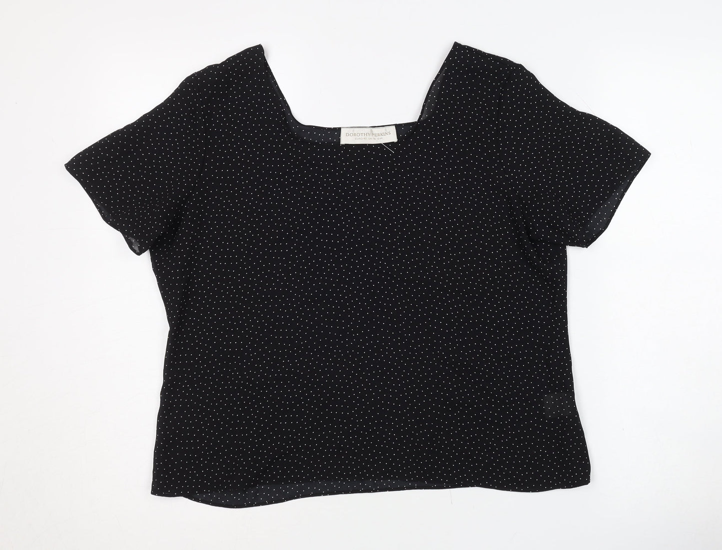Dorothy Perkins Women Black Polka Dot Blouse Size 14