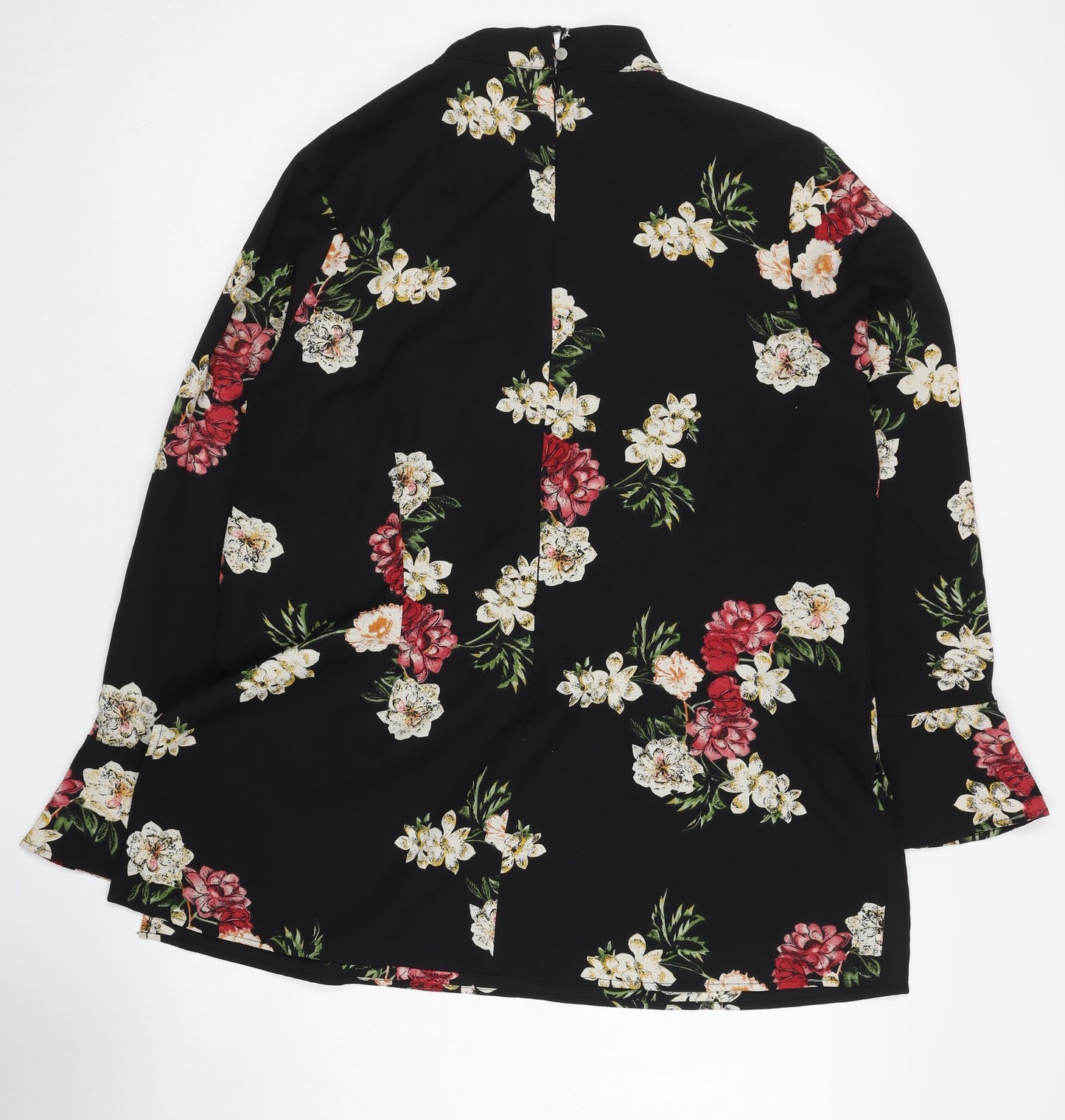 Sosandar Women's Black Floral Tunic Top - Size 16