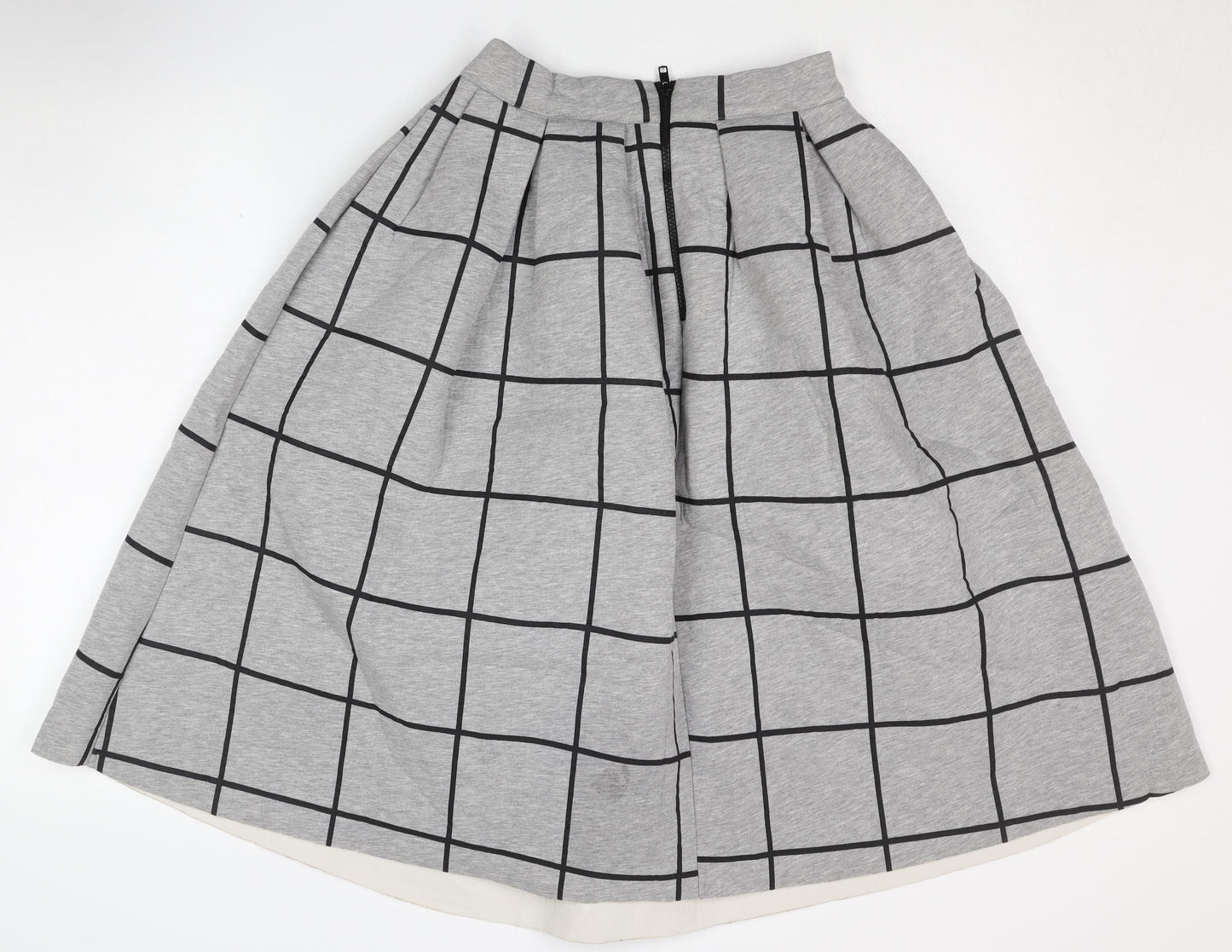 Topshop Women's Grey Pleated Check Skirt Size 8