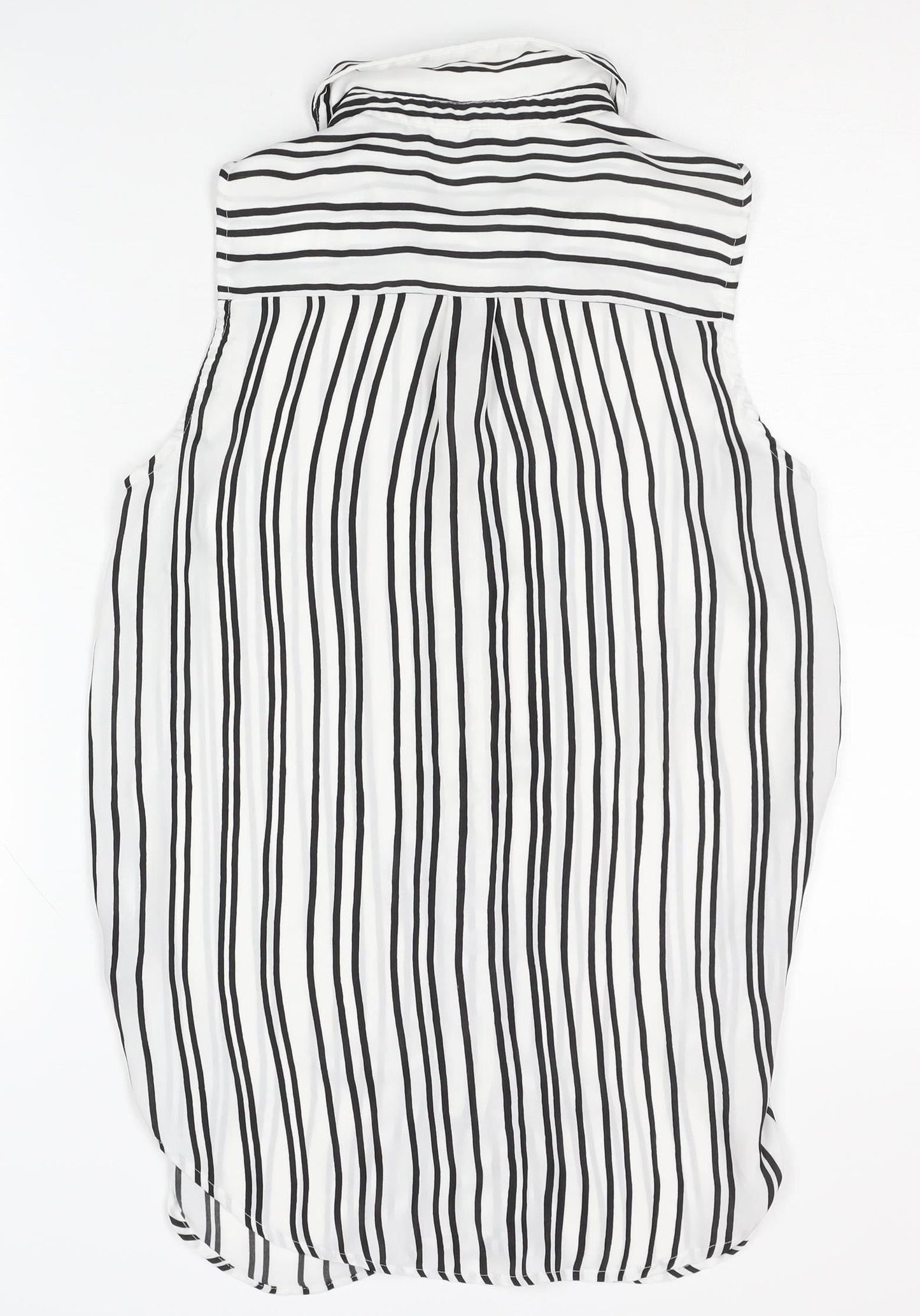 H&M Women's Black Striped Button-Up Sleeveless Shirt