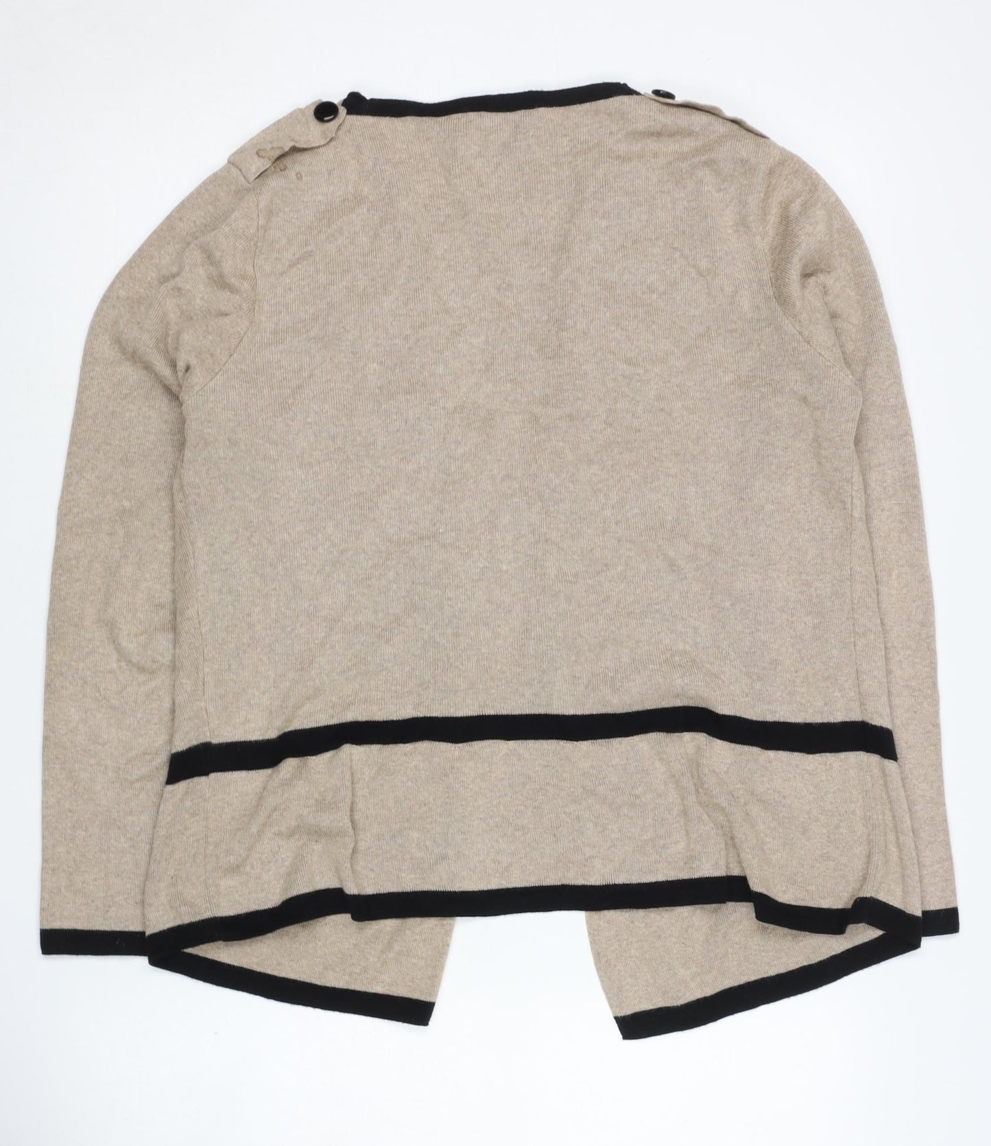 Per Una Women's Beige Open Front Cardigan Size 14 Button Open