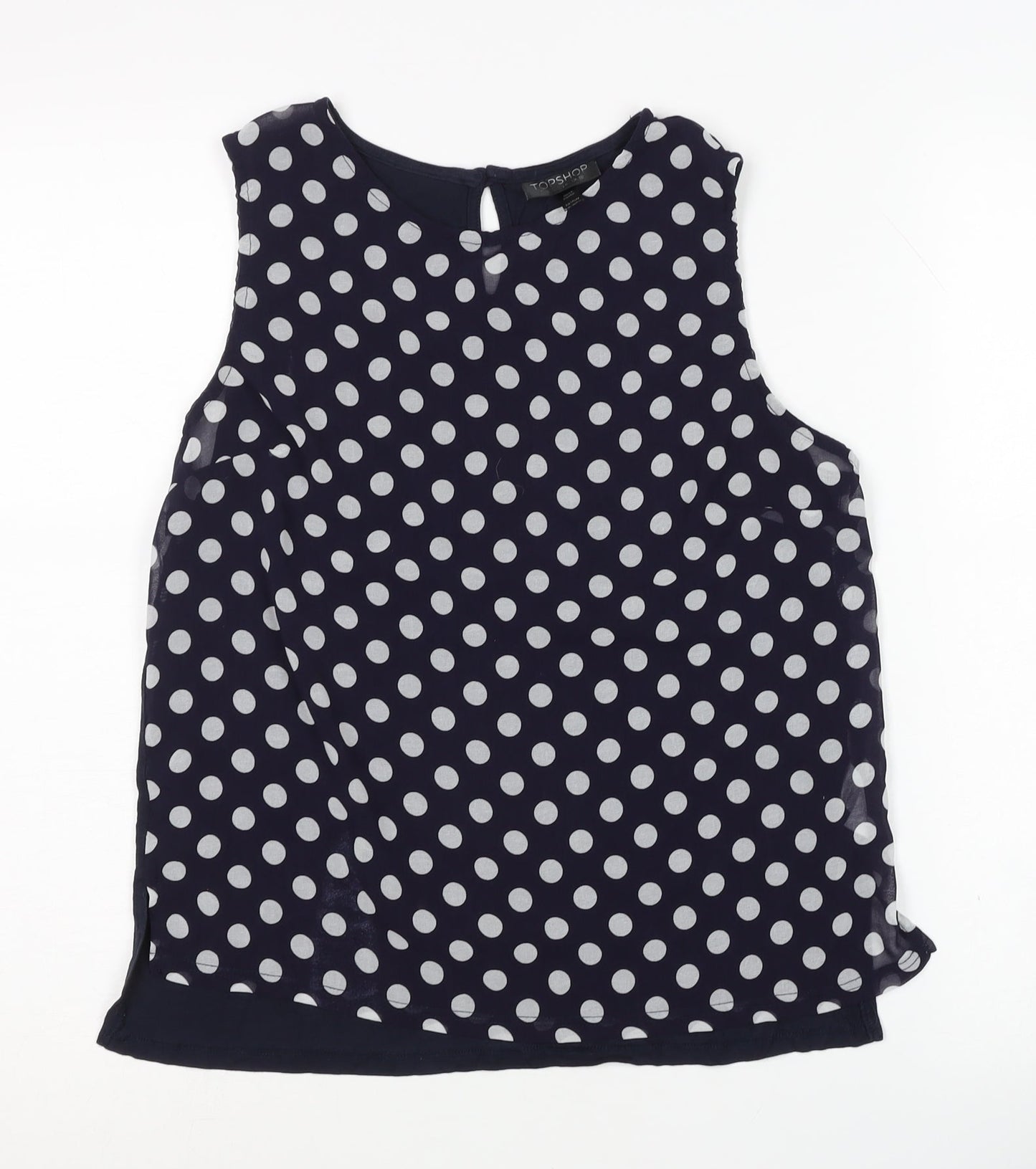 Topshop Women's Blue Polka Dot Blouse Size 10