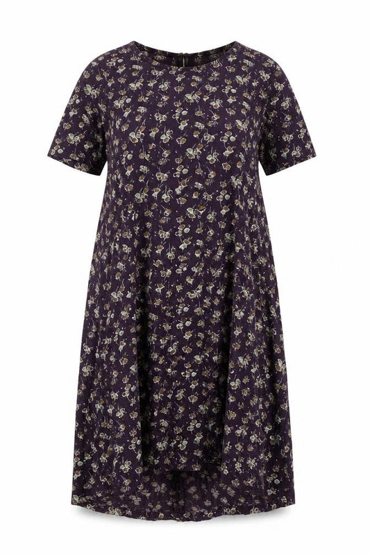 FatFace Floral Purple Short Sleeve Dress - Size 8, Women