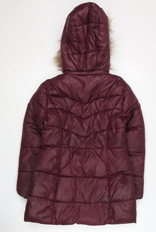 Michael Kors Girls Red Hooded Puffer Jacket Size 10-11