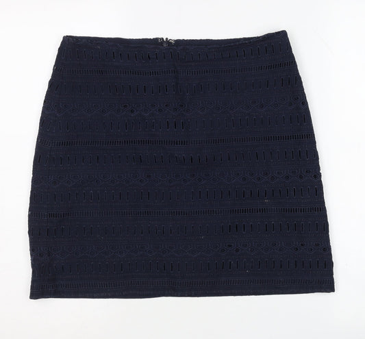 GAP Women's Blue Pencil Skirt Size 6 Embroidered