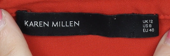 Karen Millen Women's Red Embroidered Blouse, Size 12