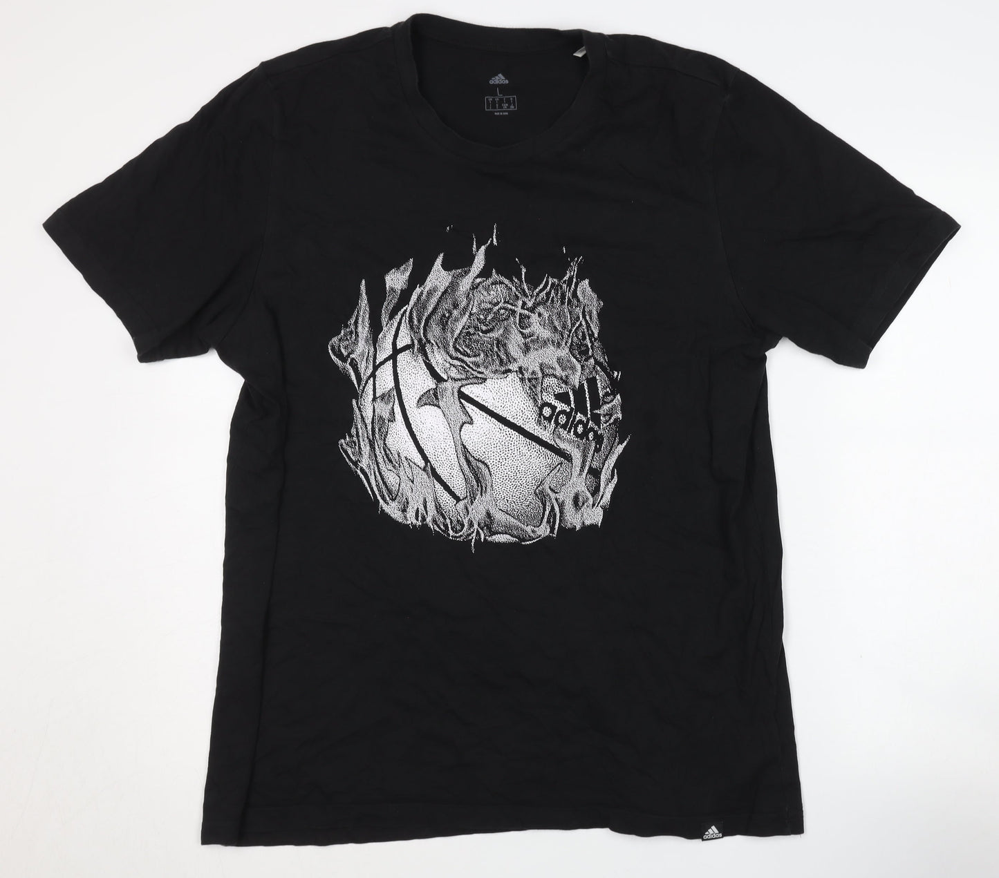 Adidas Men's Black Graphic T-Shirt, Size L, Sporty Style