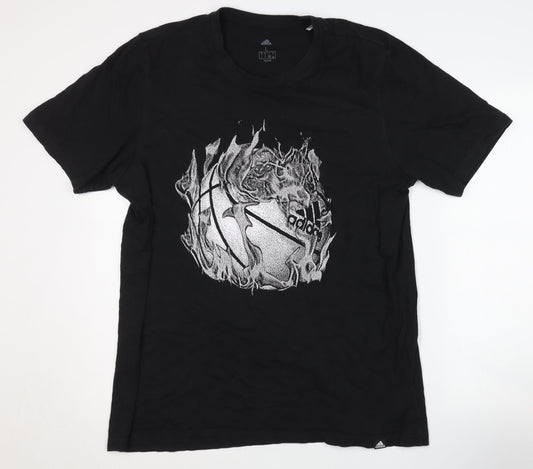 Adidas Men's Black Graphic T-Shirt, Size L, Sporty Style