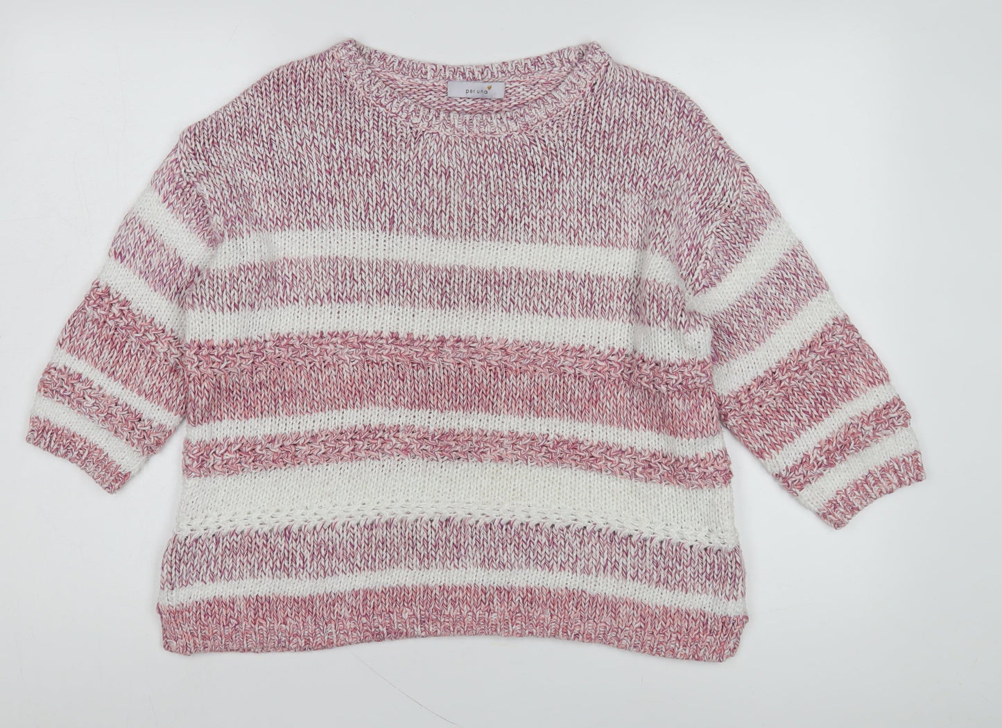 Marks and Spencer Women's Red Striped Knit Pullover Jumper Size 14