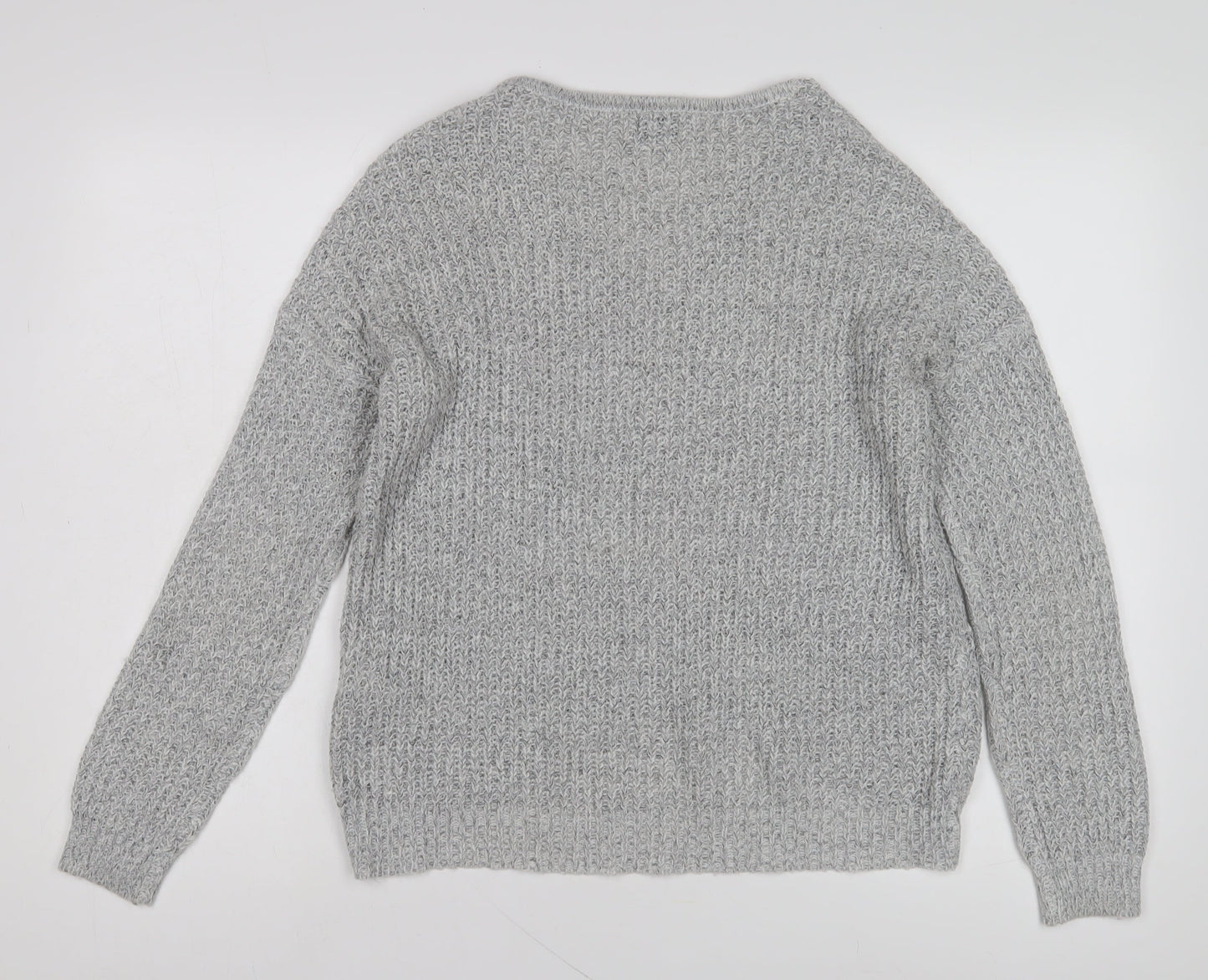 Jacqueline de Yong Women's Grey V-Neck Pullover XS