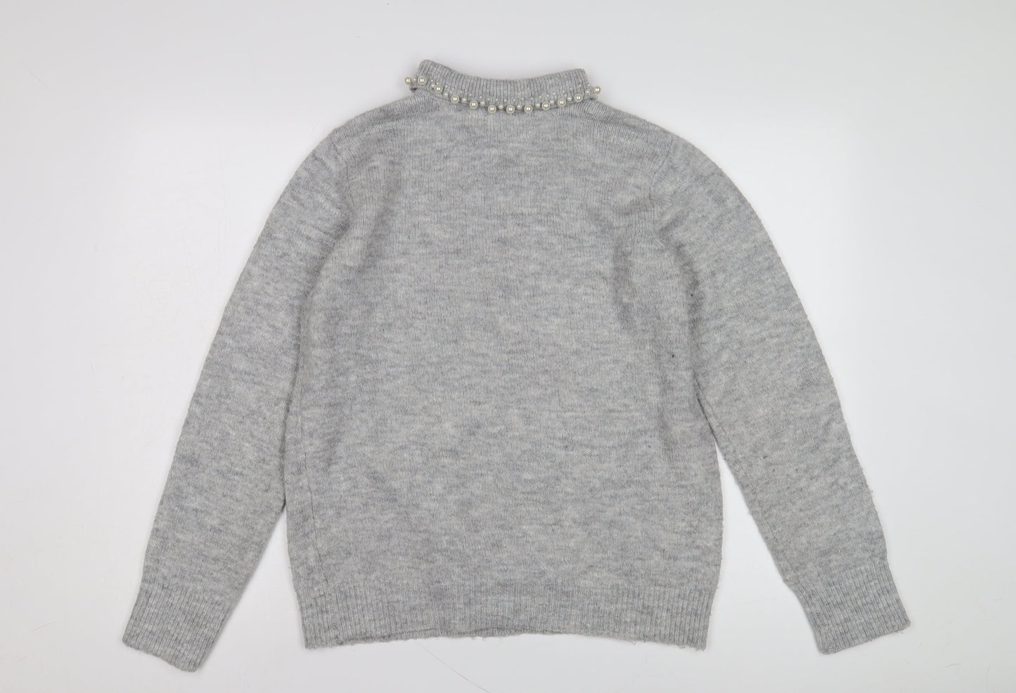 M&Co Women's Grey Collared Jumper Size 10