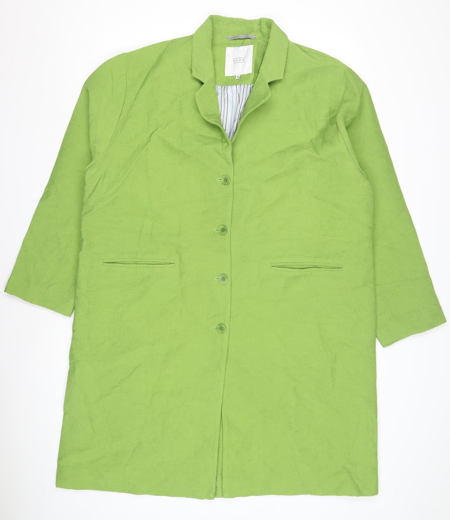 Masai Women's Green Long Overcoat - XL, Cotton