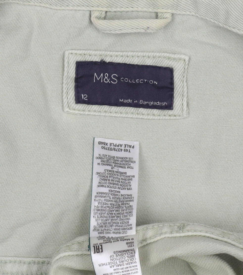 Marks and Spencer Women's Green Cotton Jacket, Size 12