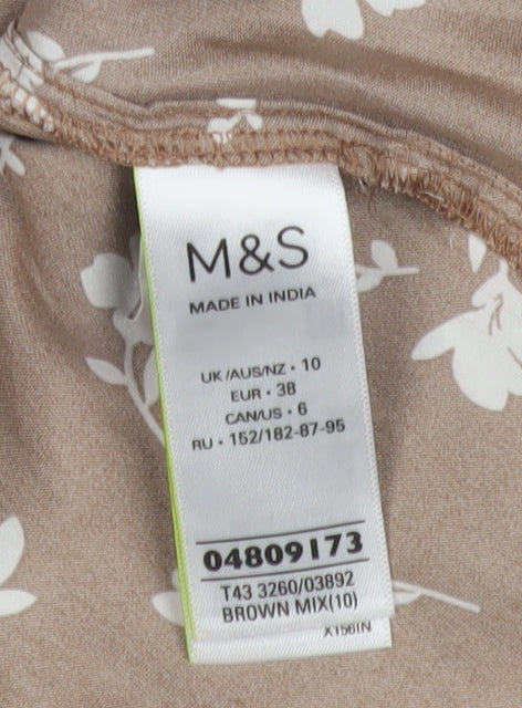 Marks and Spencer Women's Brown Floral Blouse